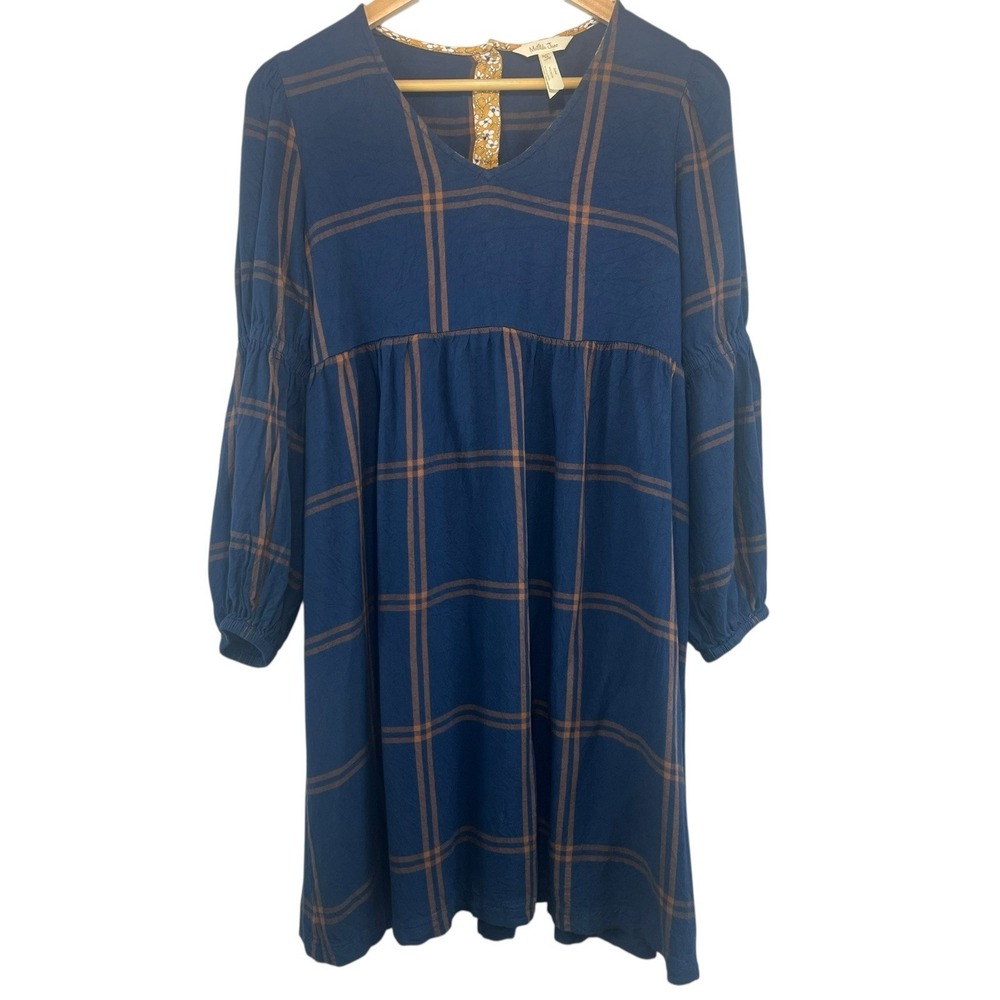 Matilda Jane Just Imagine Silvi Blue & Gold Plaid Dress Women's‎ Medium